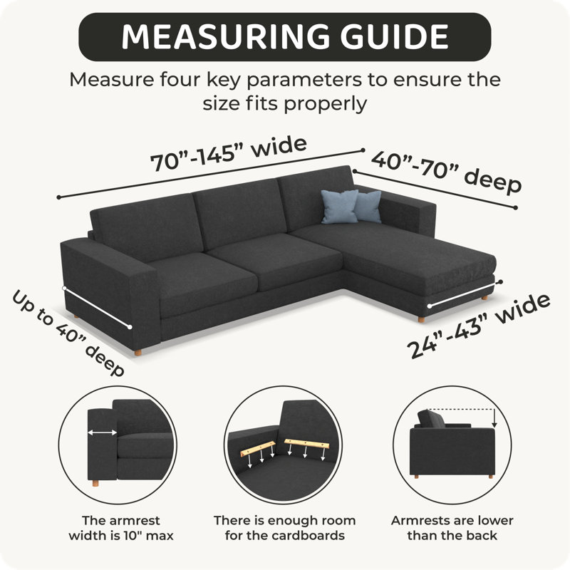 Stretchy Slipcover for Chaise Sectional - Easy to Clean & Durable - Comfort Collection (Right Chaise), Marsala