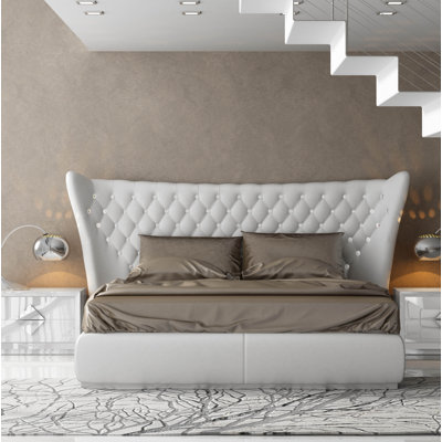 Klass Solid Wood Upholstered Standard Bed by Hispania Home