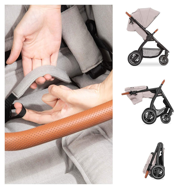 Hauck Foldable 4 Wheel Multi-Child Stroller with Storage, Beige
