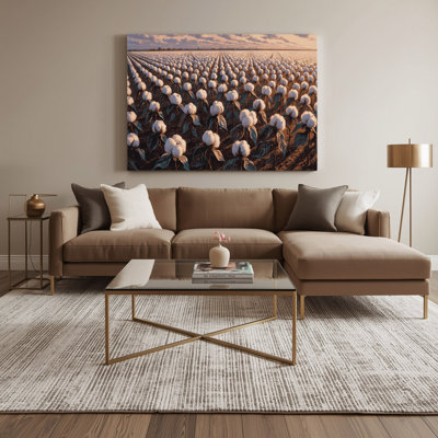 Farm Cotton Plants Black Canvas Wall Art