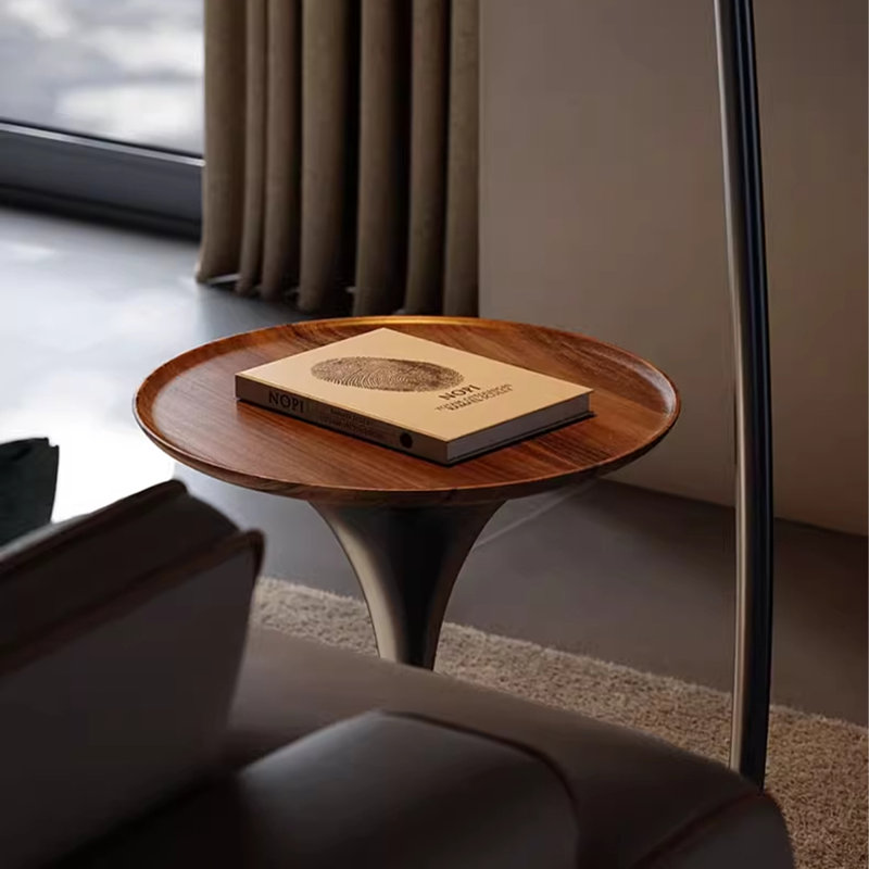 Blanc + brun noisette + tissu noir + bois massif + lampes sur pied sans fer
