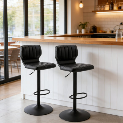 Juddson Bar Stools Set Of 2, Modern Pu Leather Swivel Barstools,counter Height Bar Chairs