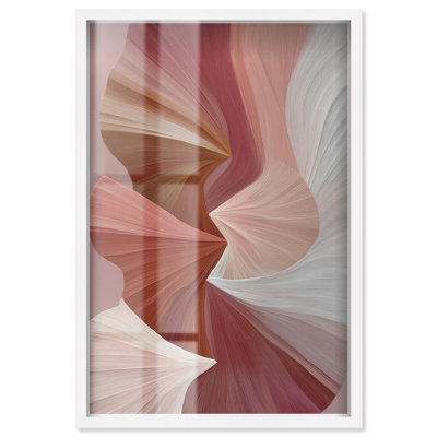 Blush Ribbons III Shadowbox Print Boho Gold Wall Decor by Art Remedy, White Frame, 10 x 15