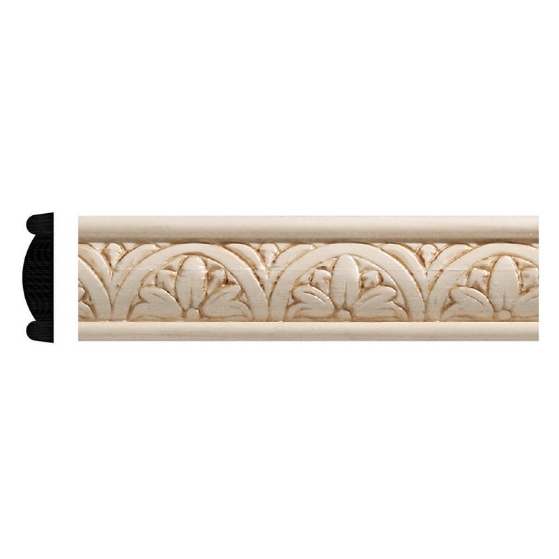 47.5" Unfinished White Hardwood Floral Chair Rail Moulding
