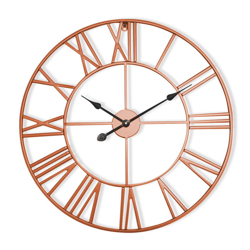 Queensway Wall Clock, 70cm H x 70cm W x 3cm D, Red gold