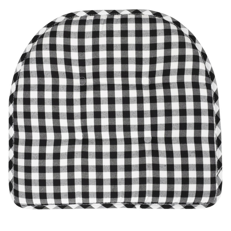 Black and White Buffalo Check Memory Foam Chair Cushion Set