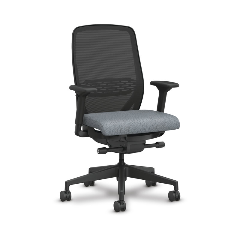 Chaise de bureau ergonomique HON Nucleus Mesh, inclinaison avancée, structure noire, basalte, Basalte, Noir