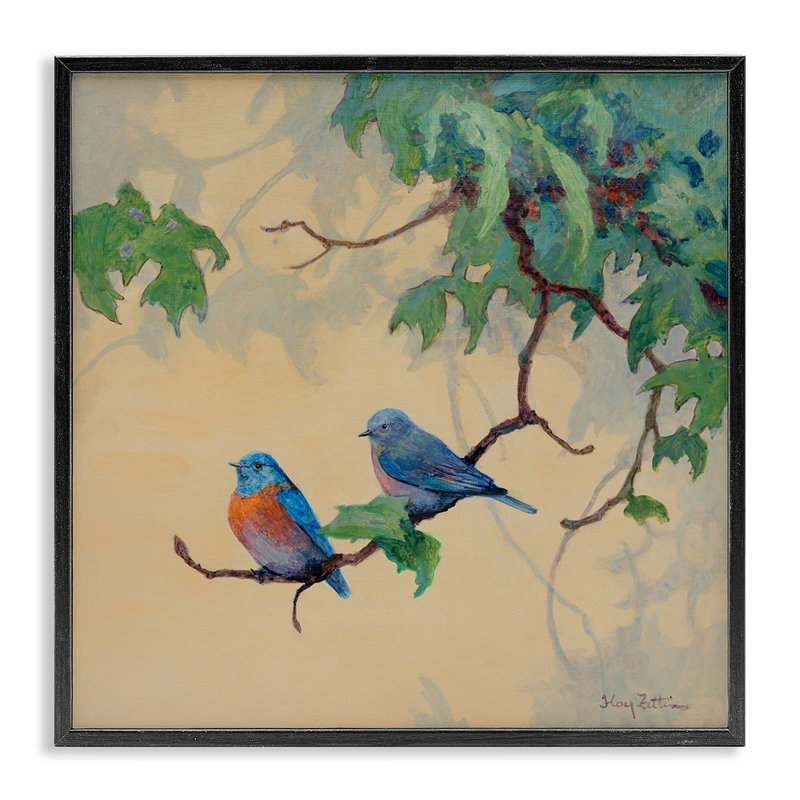 «Birds Together», estampe numérique de Floy Zittin, H 12 po x l 12 po, Giclée encadrée noir minuit