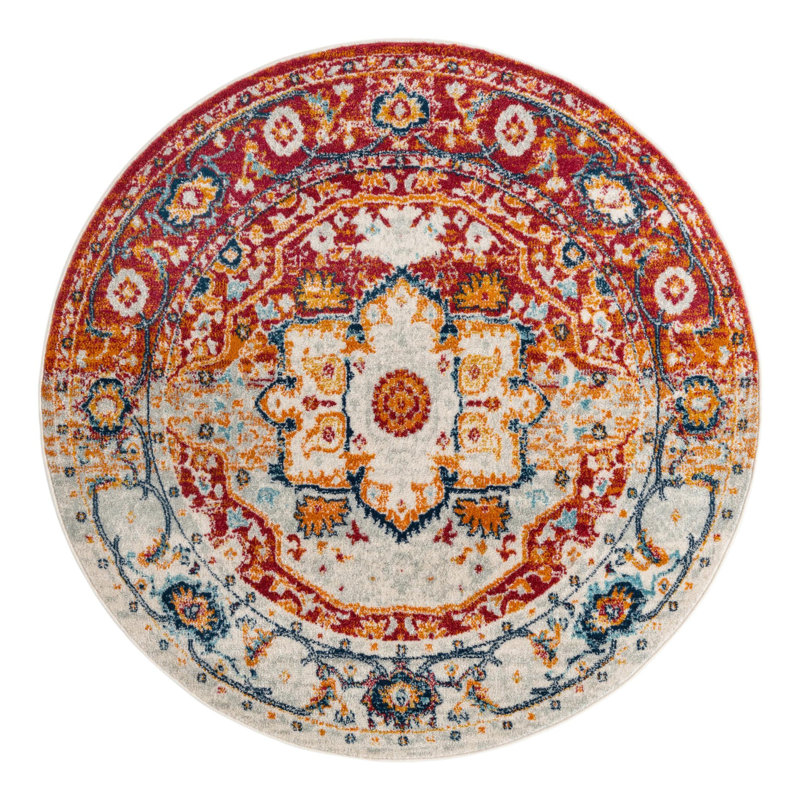 Hagedorn Oriental Area Rug, Round 7'10", Red