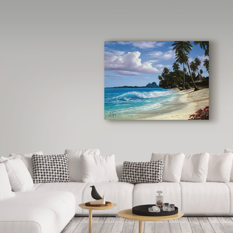Fikes «Tropical Beach», reproduction de peinture à l'huile sur toile tendue, H 24 po x l 32 po