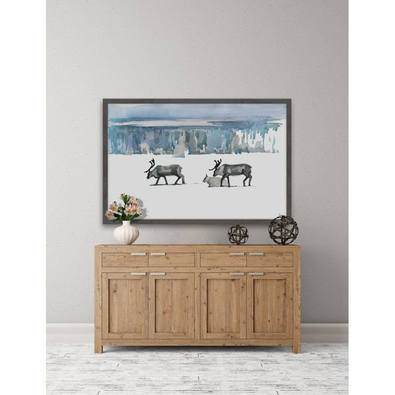 Caribou Trek 1 Piece Single Picture Frame Painting, 30cm H x 45cm W