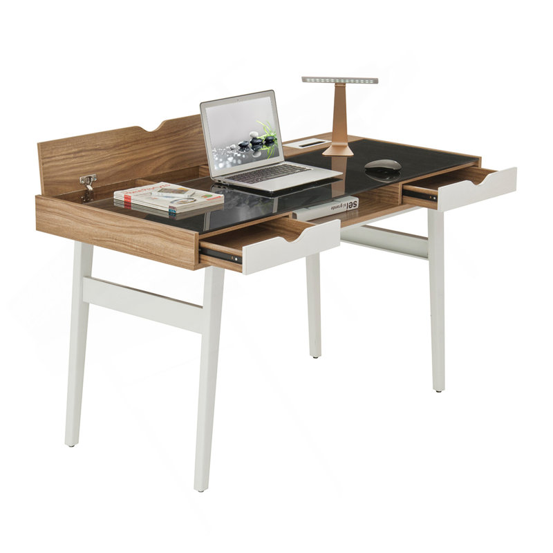 Bureau d'ordinateur compact avec rangement multiple Techni Mobili, noyer