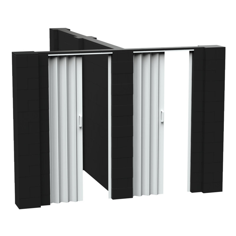 Ensemble mural en forme de T avec porte Everblock, H 84 po x l 120 po x P 144 po, Noir