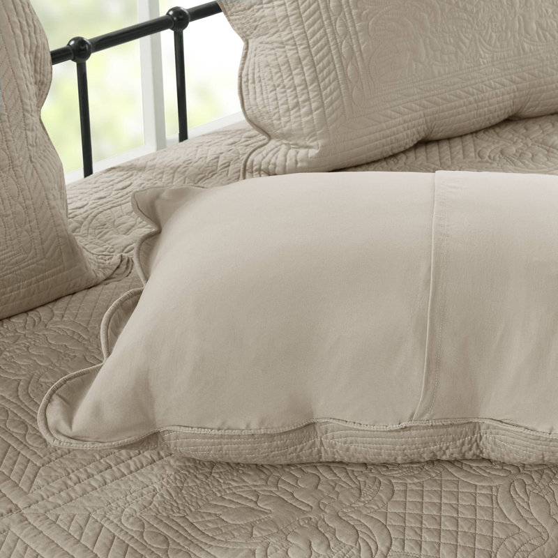 Tuscany Reversible Scalloped Edge 6 Piece Daybed Cover Set, Khaki