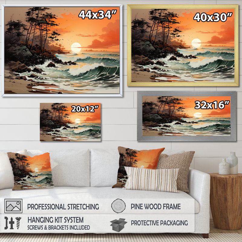 Beach Silhouettes In The II, Toile tendue, H 12 po x l 20 po x P 1 po