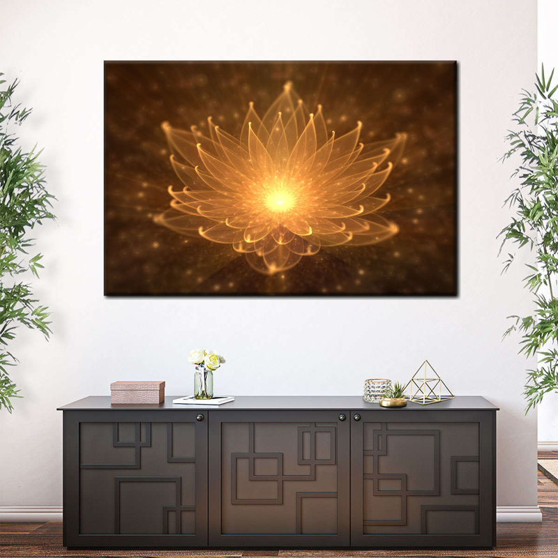 Lotus brillant sur toile, H 8 po x l 12 po x P 1 po