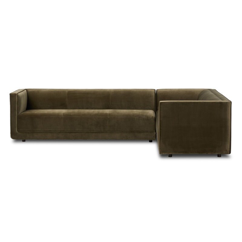 Phillip 2PC RAF Sectional-Surrey Olive, Left Hand Facing, Surrey Olive Performance Velvet