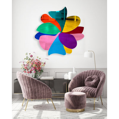 Multicolor Extra Large Floral Art Mirrored Acrylic Wall Art