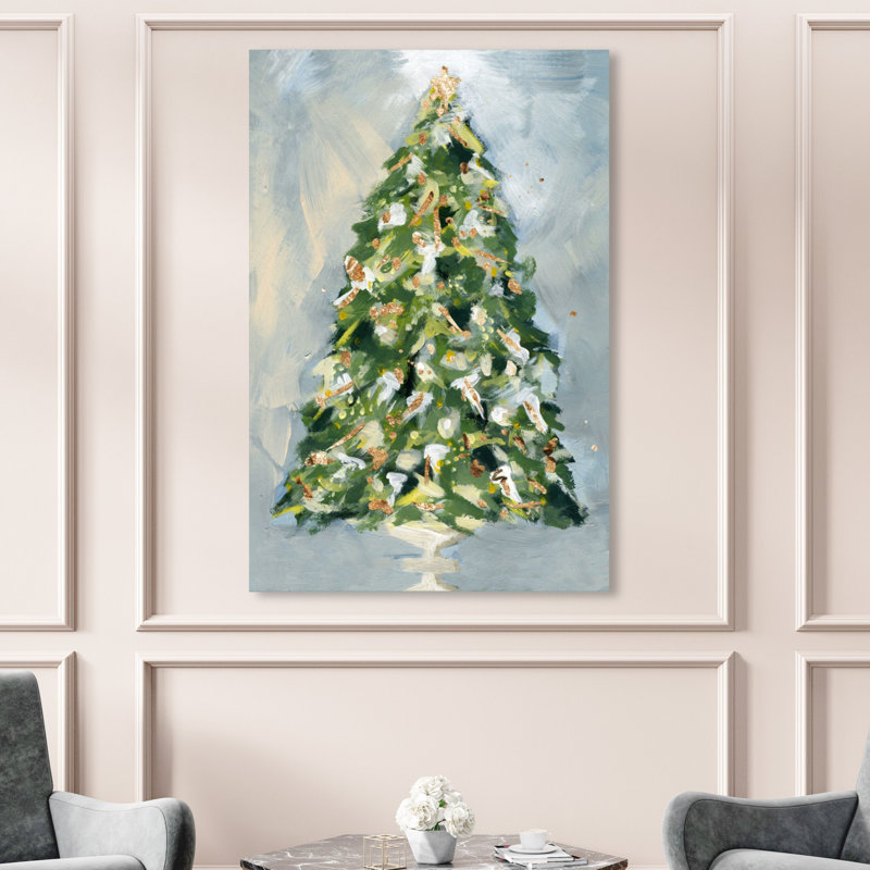 «Christmas Tree 3», peinture sur toile, Toile tendue, H 54 po x l 36 po x P 1,5 po