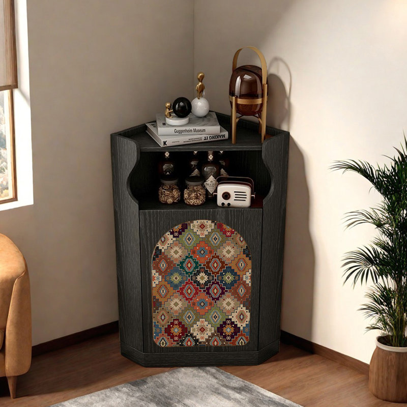 Armoire de coin Space avec motif abstrait, Noir, noir, noir, noir