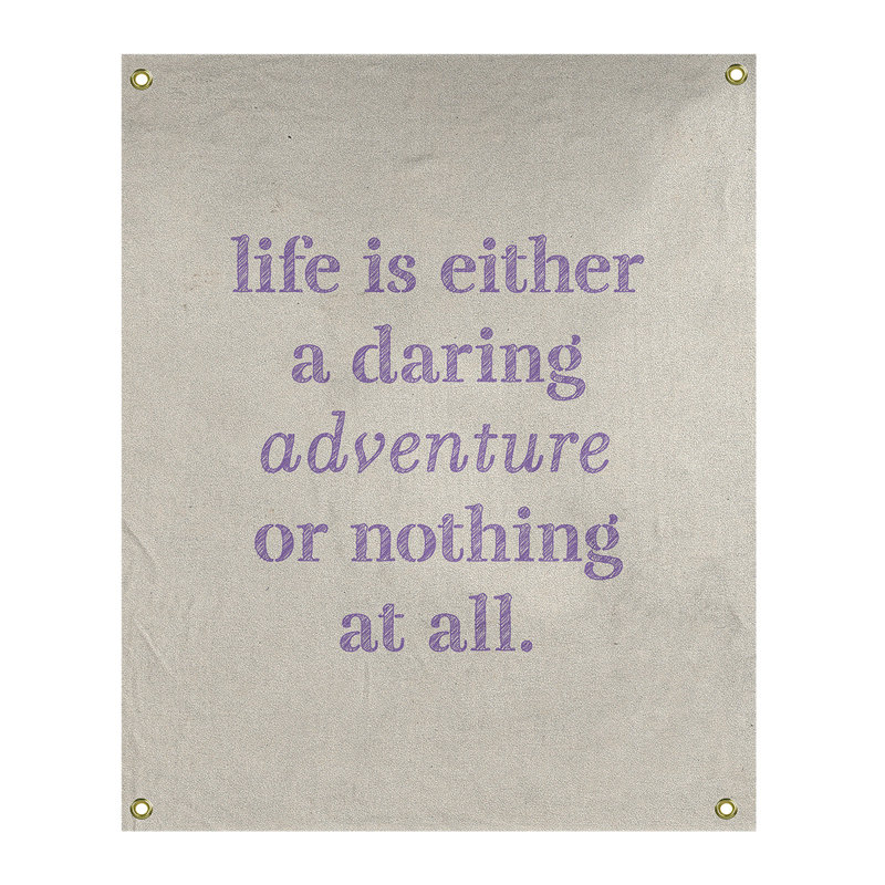 Tapisserie en polyester "life quote" adventure, H 80 po x l 59 po, Blanc / Mauve