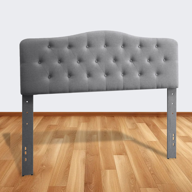 Linen Upholstered Headboard-Modern-Adjustable Height-Button Tufting, Gray, Queen