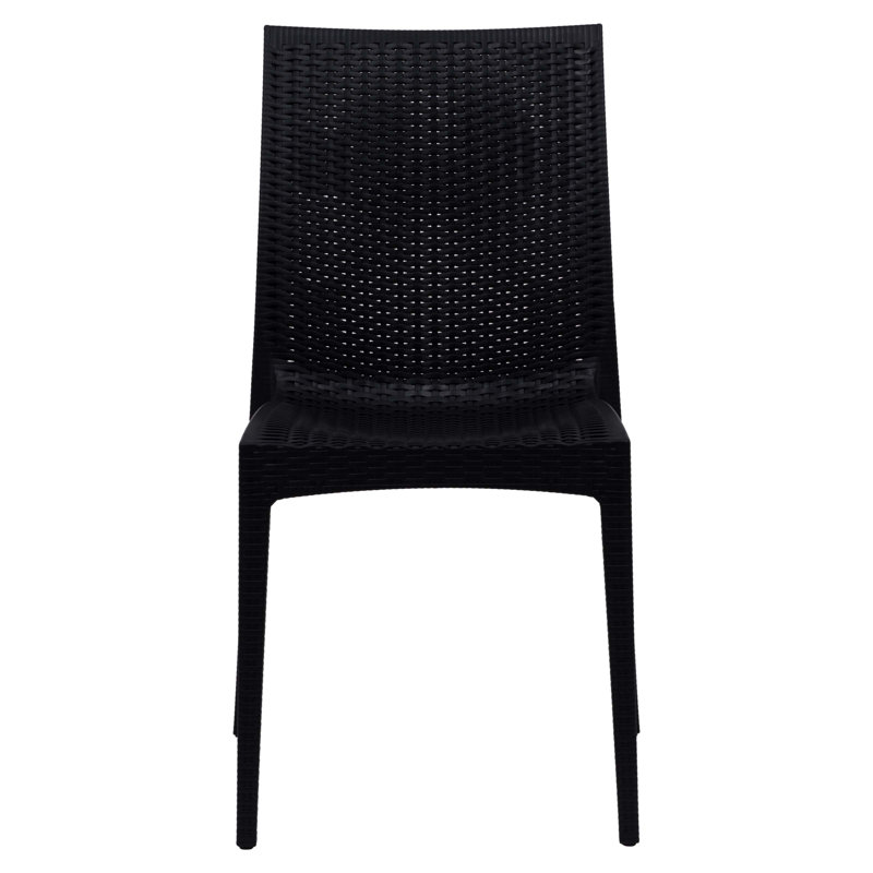 Chaise de patio en osier empilable Mace, Noir, Single