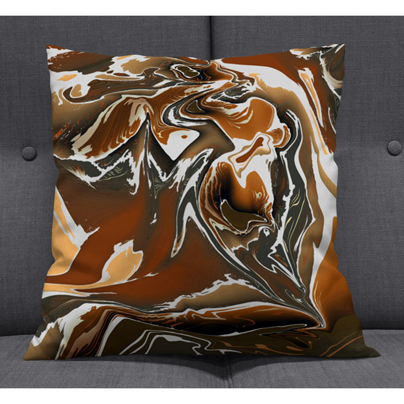 Throw Pillow With Insert, Brown/Orange Abstract 2, 18"H x 18"W