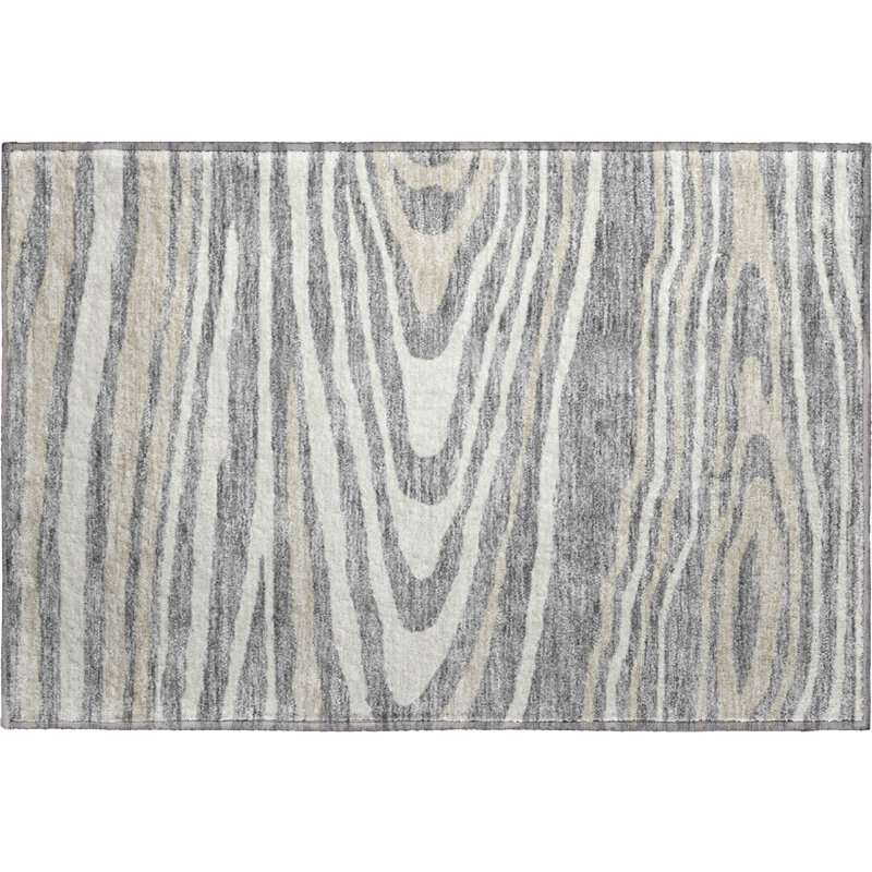 Tapis gris Prisco lavable à la machine de qualité supérieure, Rectangle 1 pi 8 po x 2 pi 6 po