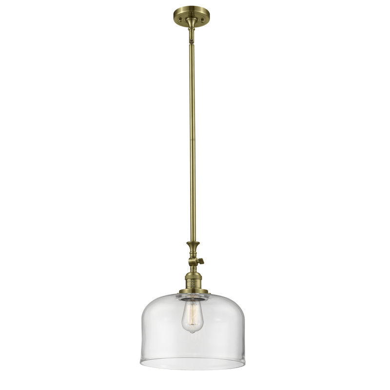 Hiers 1 - Light Single Pendant, Antique Brass, Clear, 6 Watt Vinage LED Bulb