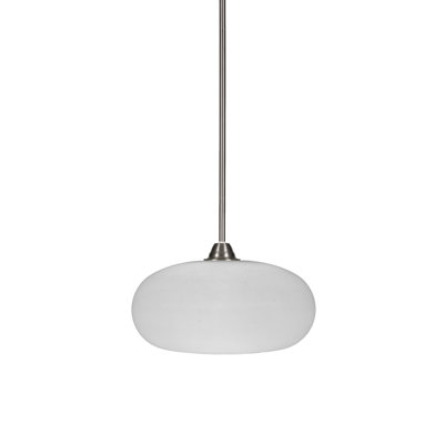 Michell Paramount Stem Hung Pendant Shown In Brushed Nickel Finish White Muslin Glass
