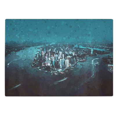 Tempered Glass Skyline of New York at Night Chopping Board