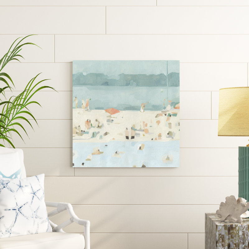 «Sea Glass Sandbar II» par Emma Scarvey, reproduction d'art sur toile tendue, H 30 po x l 30 po, Noyer