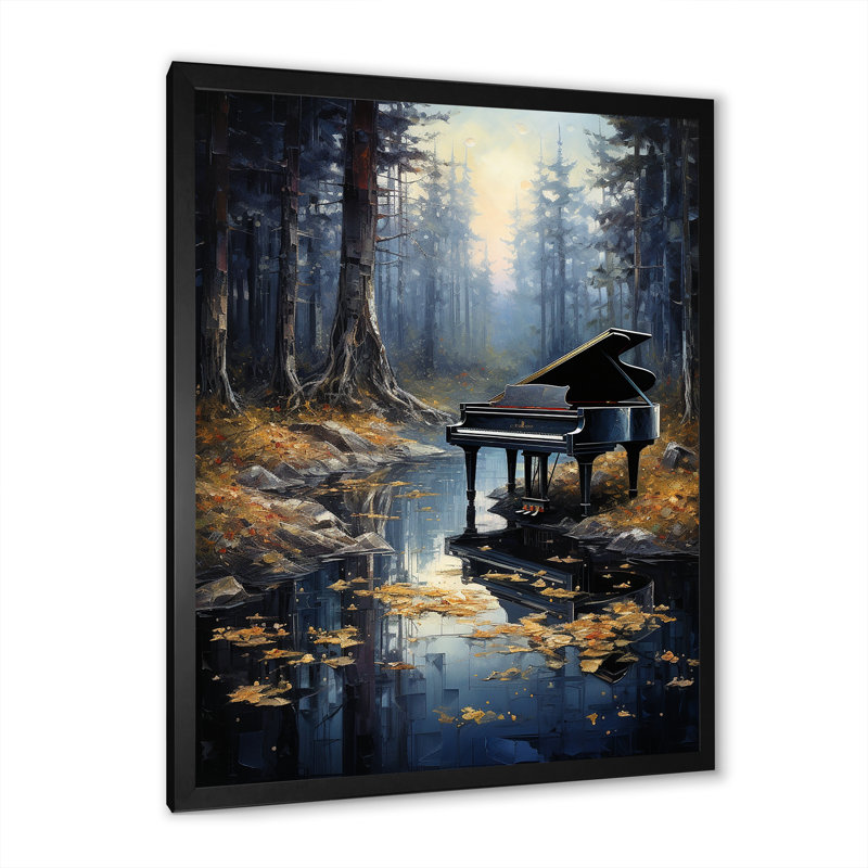 «Piano Forest Reflection» sur impression sur toile, H 44 po x l 34 po x P 1,5 po, Cadre simple noir
