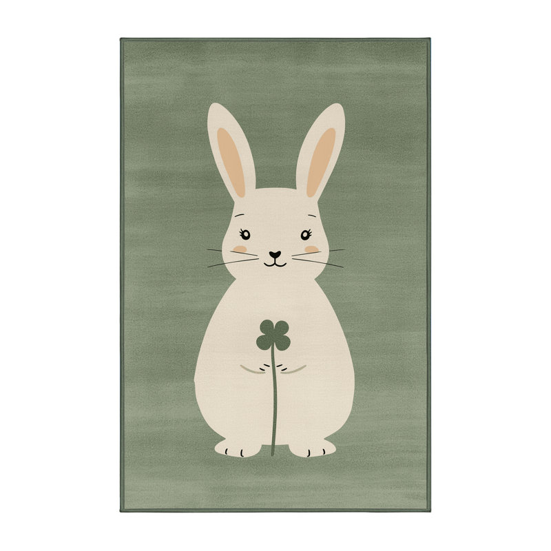 Soft Plush Faning St Patties Modern & Contemporary Abstract Area Rug in Green – SageGreen Binding, 3x5