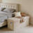 Beige Large Corduroy Foldable Storage Ottoman With Side Pockets, For Bedroom And Living Room-1464674626