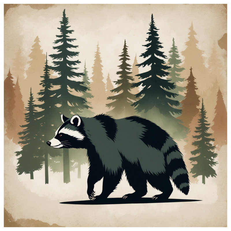 Raccoon And Pine Trees Duvet Covers, Queen