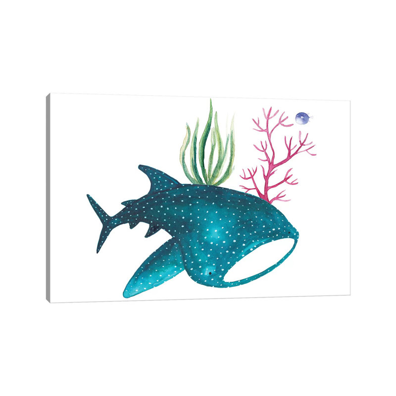 " Whale Shark With Corals ", Wrapped Canvas, No Mat, 8" H x 12" W x 0.75" D