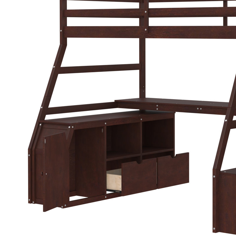 Lit mezzanine simple avec tiroirs Graettter, Espresso