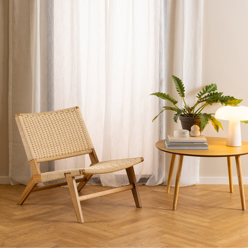 Littleton Upholstered Cotton Blend Armless, Off White/Oak