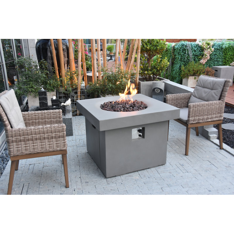 Bergelmir Light Grey Propane Concrete Fire Pit Table