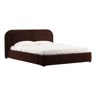 Agi Polyester Velvet Bed, Camel, Queen