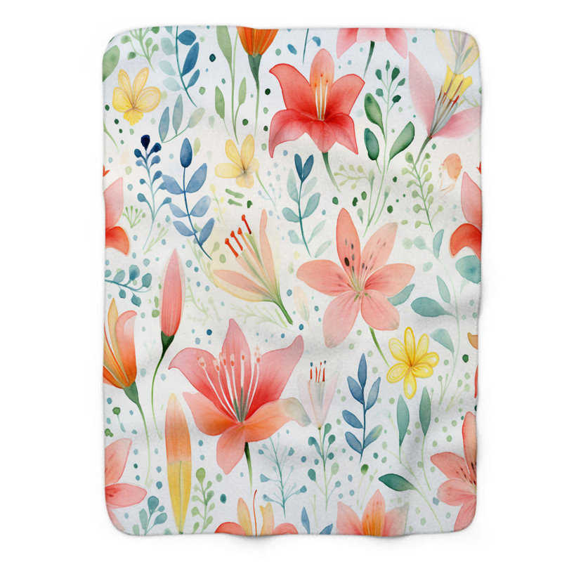 Tranquil Blossom - Couverture sherpa de qualité supérieure 1 pièce, L 50 po x L 60 po