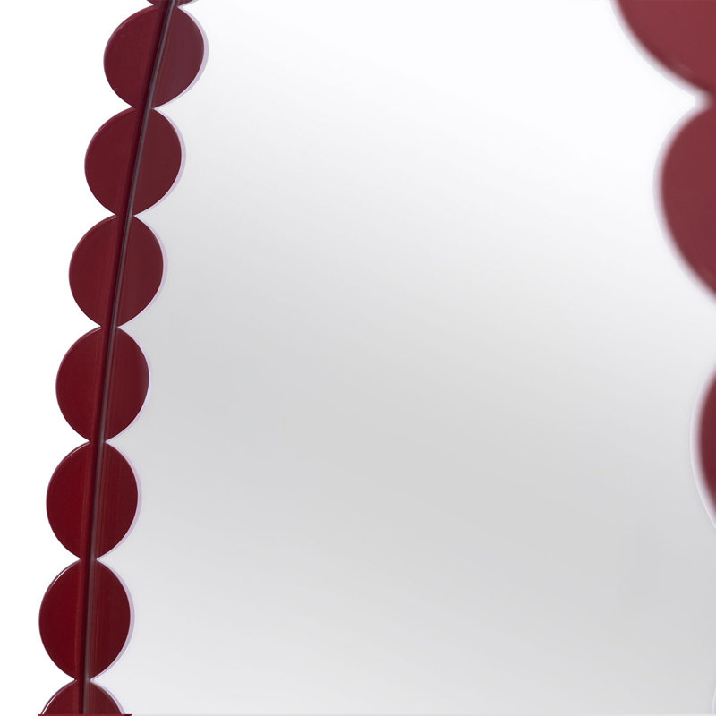 Metal Oval Wall Mirror, Burgundy