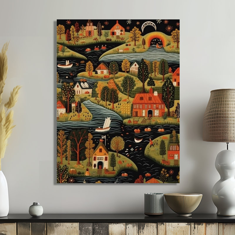 Pittoresque, Nouvelle-Angleterre, maisons, rivières vertes - art mural rivière, Métal métal, H 20 po x l 12 po x P 1 po