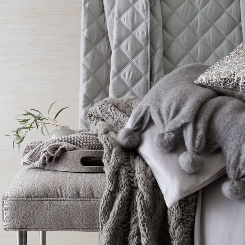 Quilted Silken Solid Coverlet, Full/Queen Coverlet, Gray
