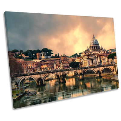 Rome Italy Sunset - Wrapped Canvas Print