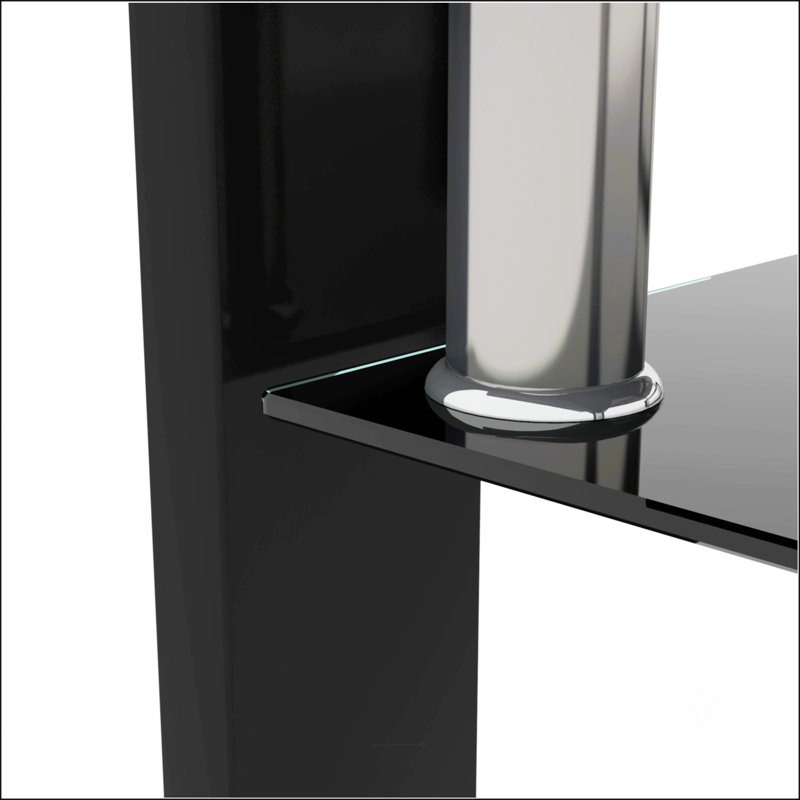 Table basse moderne en verre transparent avec rangement double couche pour le salon et le bureau, Noir