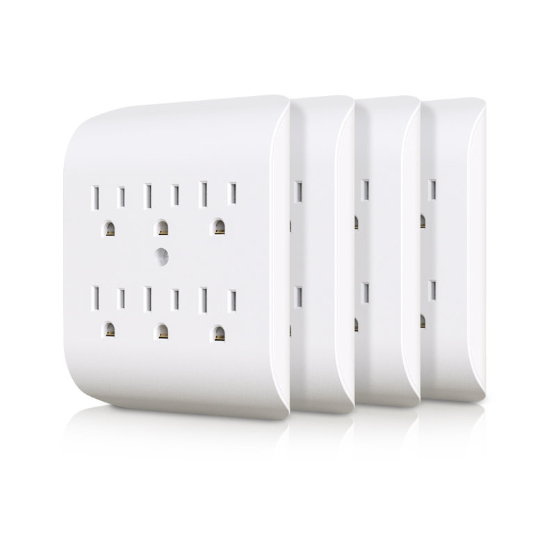 CBOL Series Coby CB-5503 6-Outlet 4 Pack Wall Adapter, White