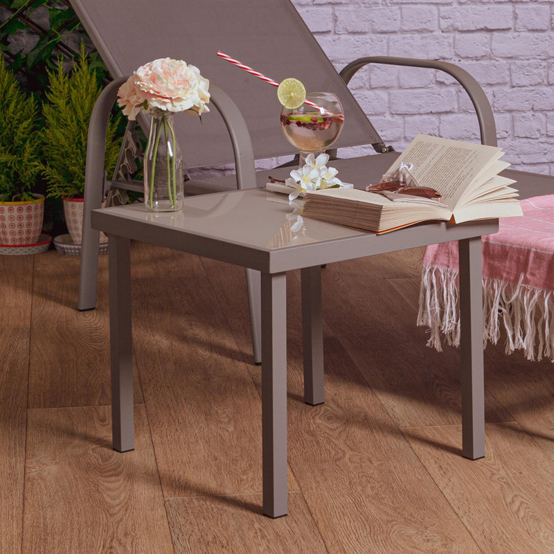 Harbour Housewares - Sussex Garden Side Table - Metal Outdoor Patio Furniture - 44 x 44cm, Grey